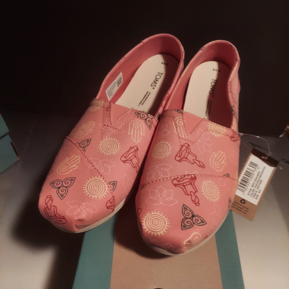 Toms New Alpargata dusty rose namaste print classic style slipons  9.5